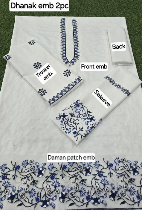 2 Pcs Women's Unstitched Embroidered Suit