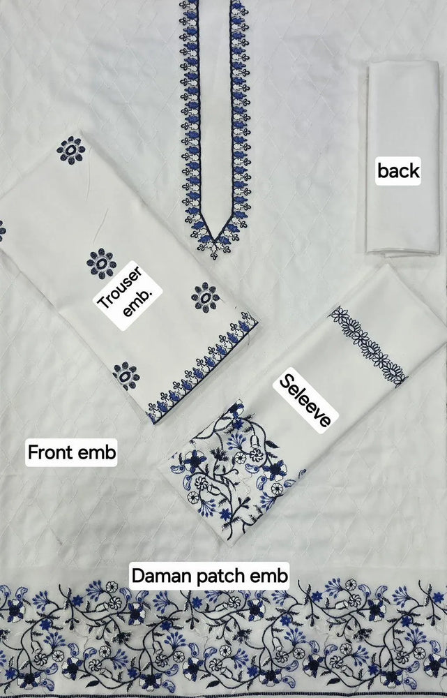 2 Pcs Women's Unstitched Embroidered Suit