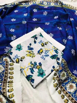 3 Pcs Women's Unstitched khaddar Printed Suit